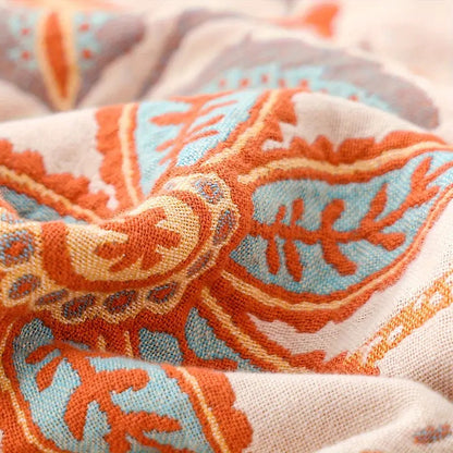 Rustic Boho Throw Blanket | Intricate Floral Woven Pattern