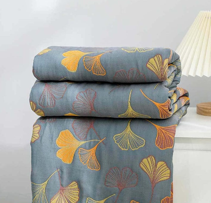 Cozy Ginkgo Leaf Throw Blanket | Detailed Botanical Pattern