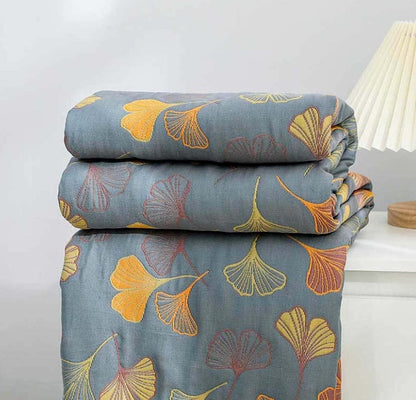 Cozy Ginkgo Leaf Throw Blanket | Detailed Botanical Pattern