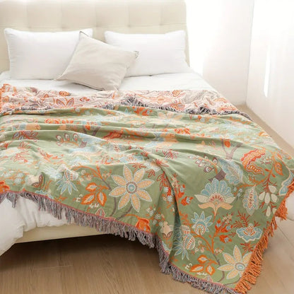 Floral Woven Cotton Blanket