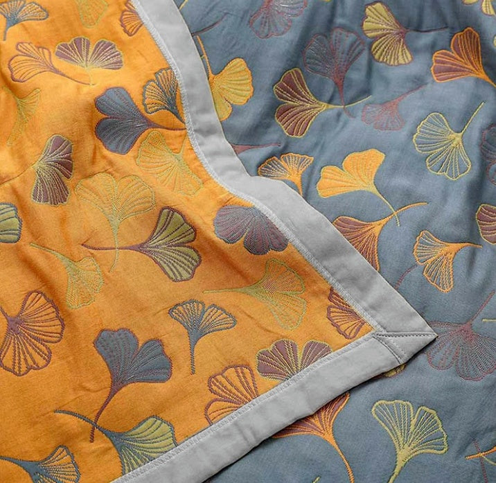 Cozy Ginkgo Leaf Throw Blanket | Detailed Botanical Pattern