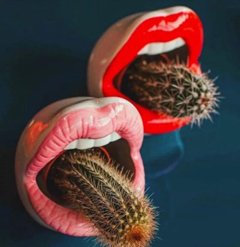 Lip Shape Ceramic Planter Pot
