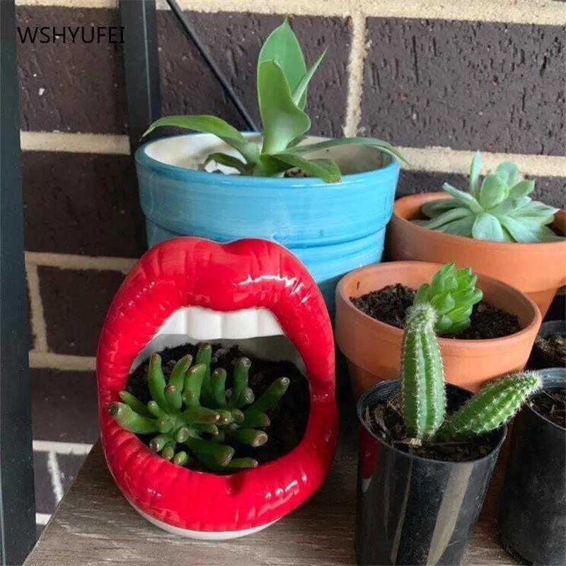 Lip Shape Ceramic Planter Pot