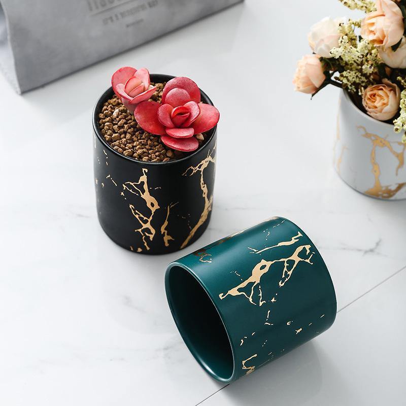 Geometric Marble Ceramic Planter Pot