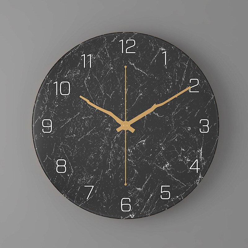 Marble Wall Clock | Modern 30cm Silent Quartz Timepiece