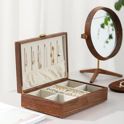 Walnut Jewelry Box with Sliding Drawers