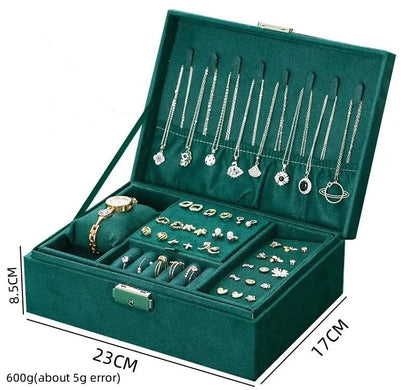 Luxurious Large Velvet Jewellery Box-GREEN-State of Style