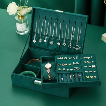 Luxurious Large Velvet Jewellery Box-GREEN-State of Style