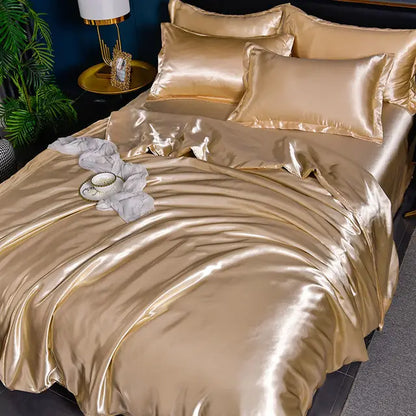 Luxurious Satin Duvet Cover - SilkSerenity-Light gold-150X200CM-State of Style