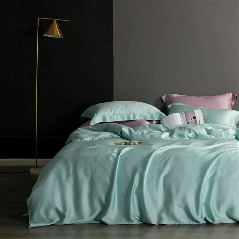 Luxury Natural Silk Duvet Cover - SilkEssence-Light green-1.5m Bed-State of Style