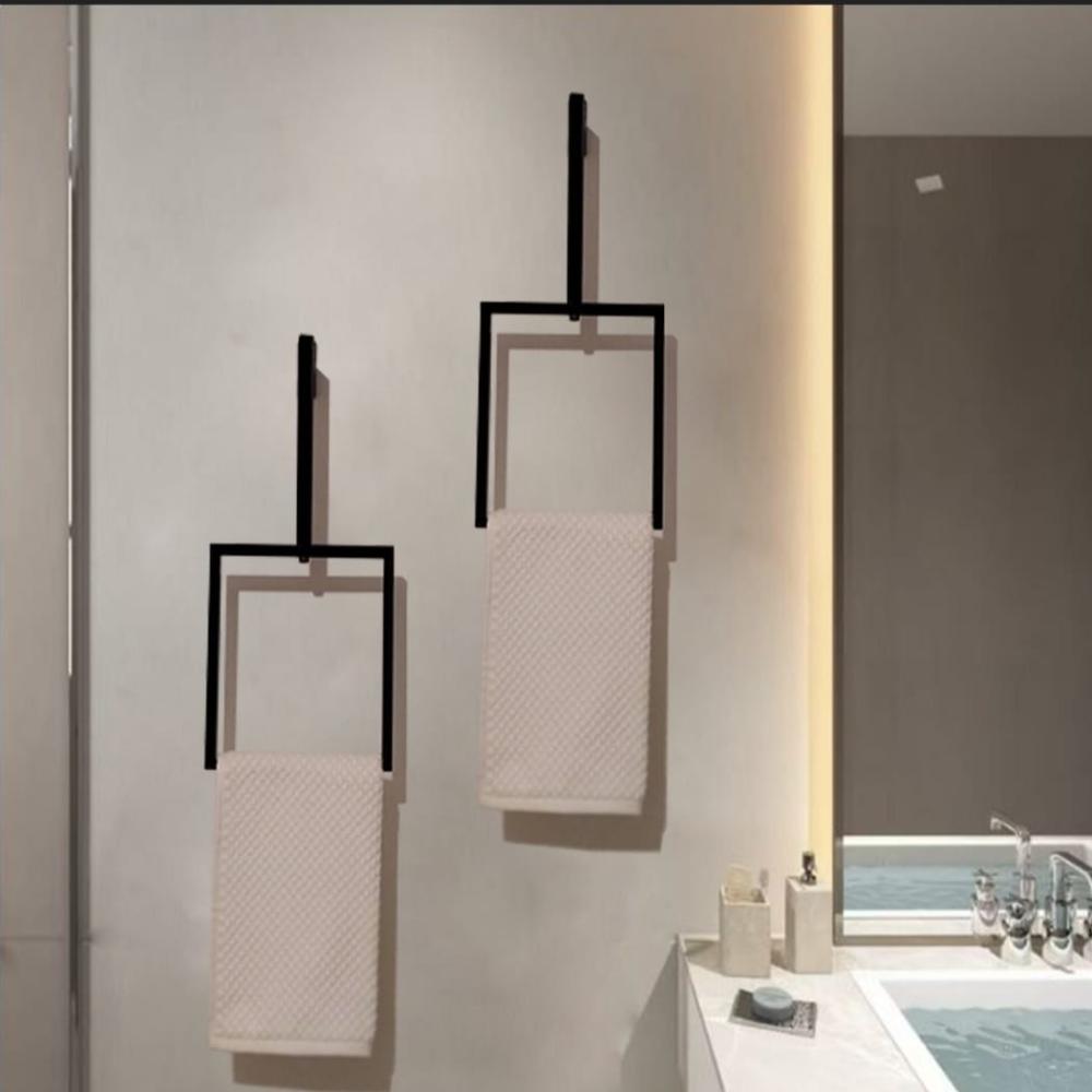 Satine Nickel vertical towel rack shown as a wall-mounted towel ring for bathroom or kitchen hand towels.