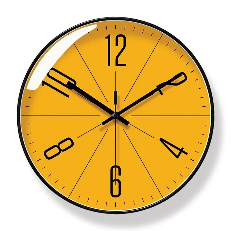 Mid Century Wall Clock | Yellow Face Quartz Movement