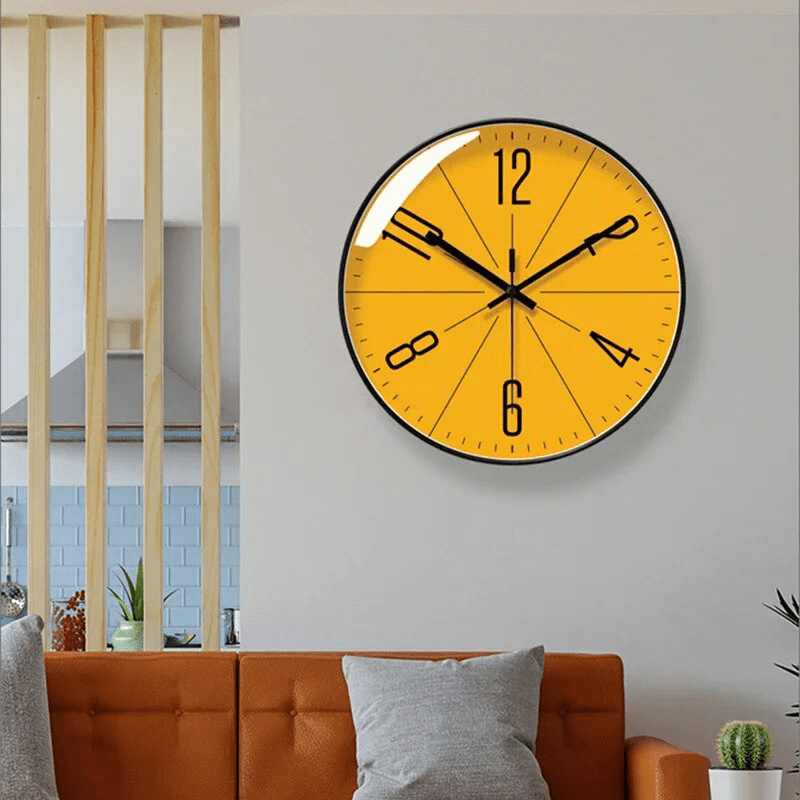 Mid Century Wall Clock | Yellow Face Quartz Movement