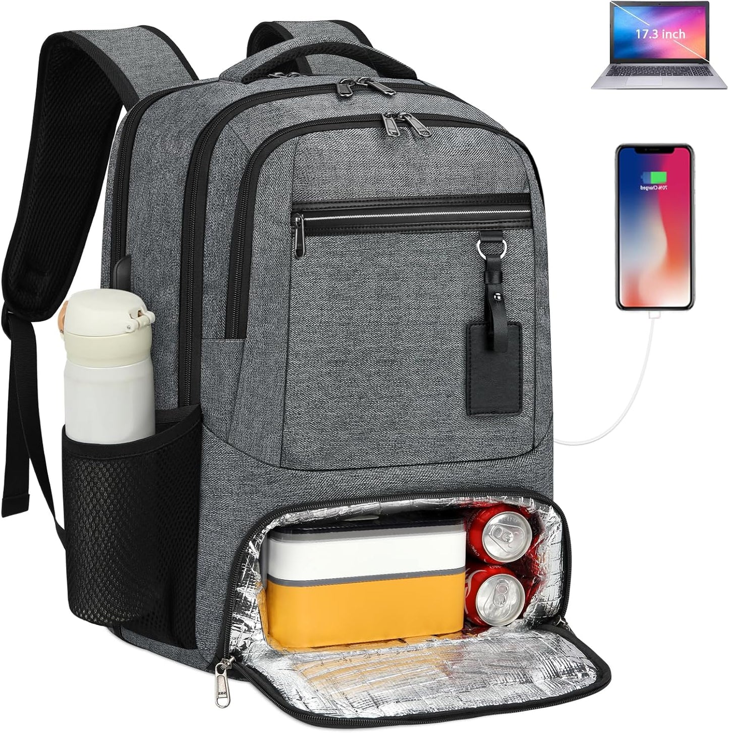 USB Travel Lunch Bag | Waterproof Laptop Cooler Backpack