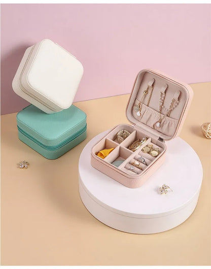 Portable Leather Jewellery Box | Square Design-GREEN-State of Style