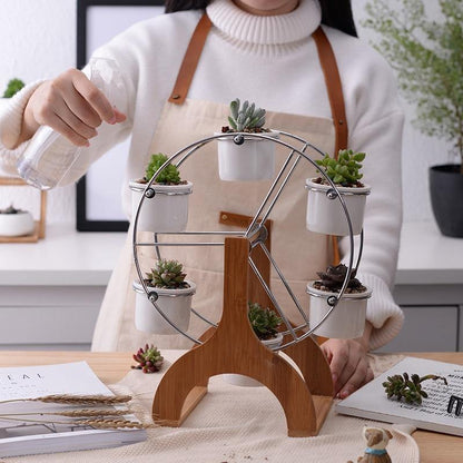 Wood Stand Succulent Planter Set