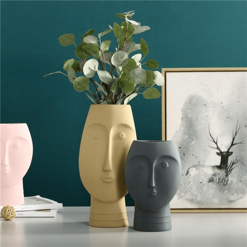 Modern Face Ceramic Vase Set