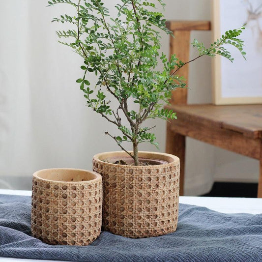 Woven Texture Concrete Planter Pot