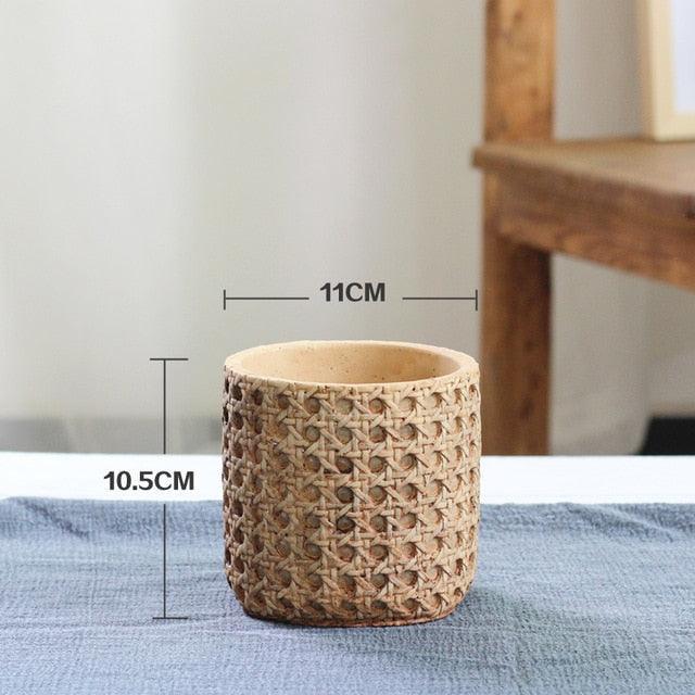 Woven Texture Concrete Planter Pot