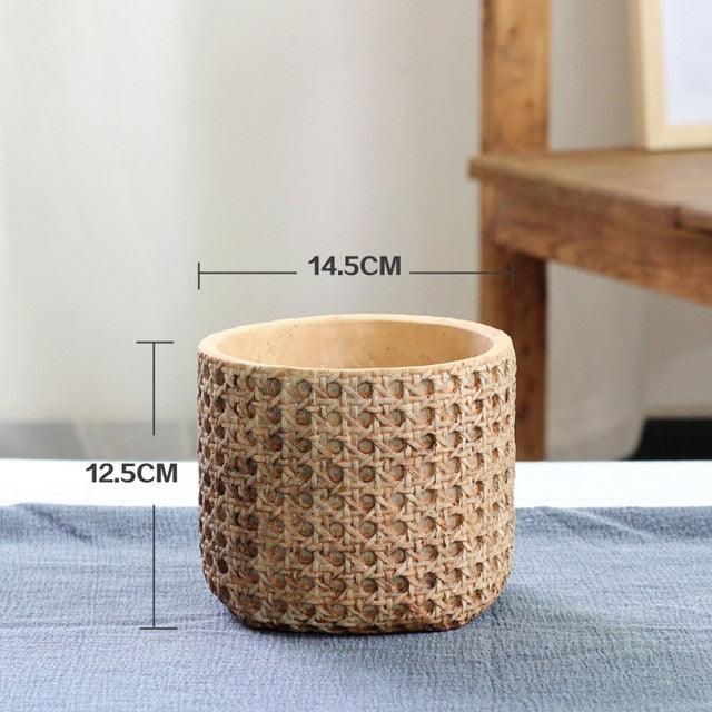 Woven Texture Concrete Planter Pot