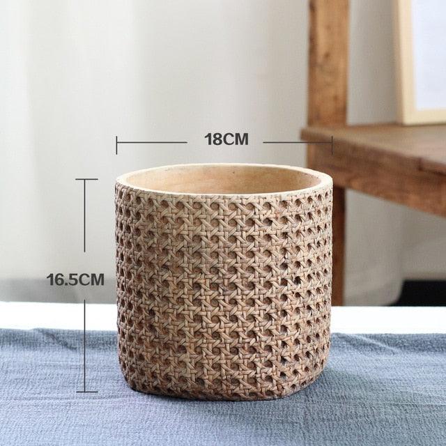 Woven Texture Concrete Planter Pot