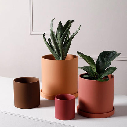 Modern Color Block Ceramic Planter Set