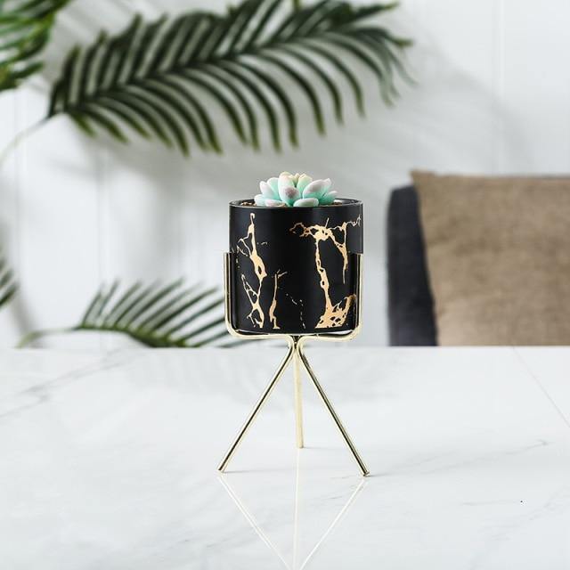 Geometric Marble Ceramic Planter Pot