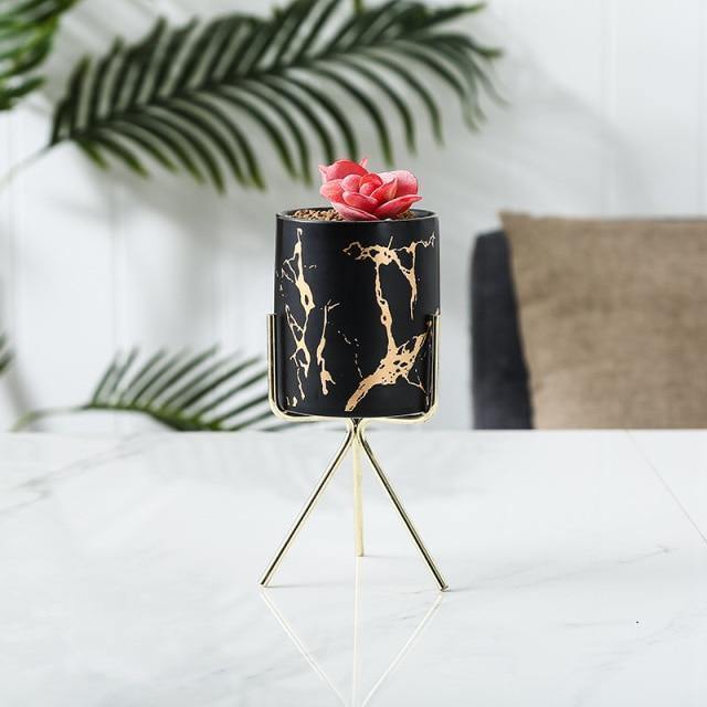 Geometric Marble Ceramic Planter Pot