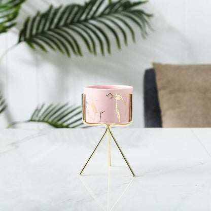 Geometric Marble Ceramic Planter Pot