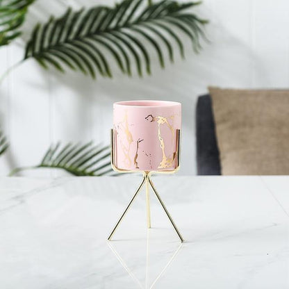 Geometric Marble Ceramic Planter Pot