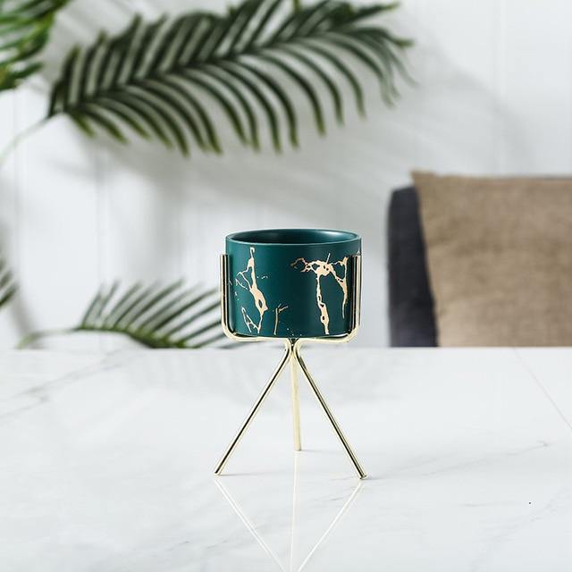 Geometric Marble Ceramic Planter Pot