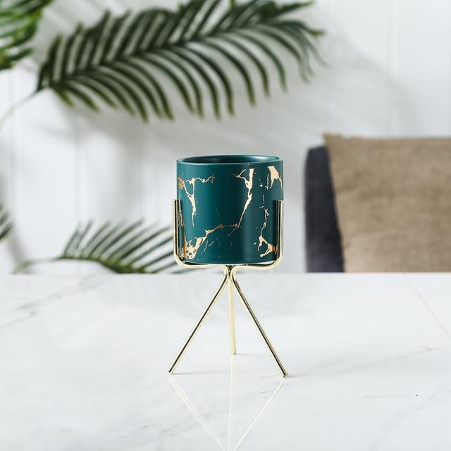 Geometric Marble Ceramic Planter Pot