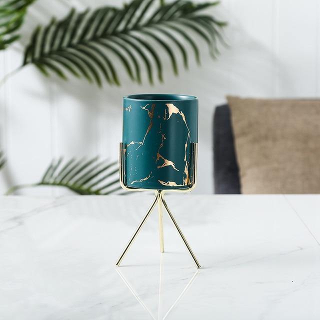 Geometric Marble Ceramic Planter Pot