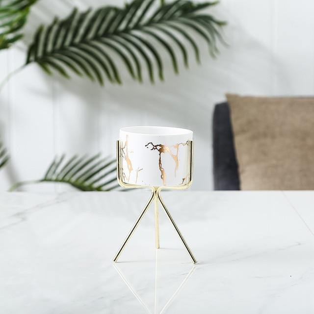 Geometric Marble Ceramic Planter Pot