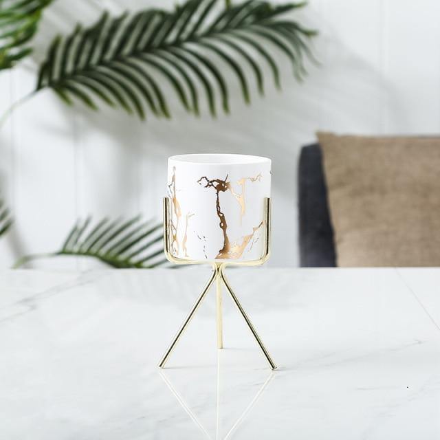 Geometric Marble Ceramic Planter Pot