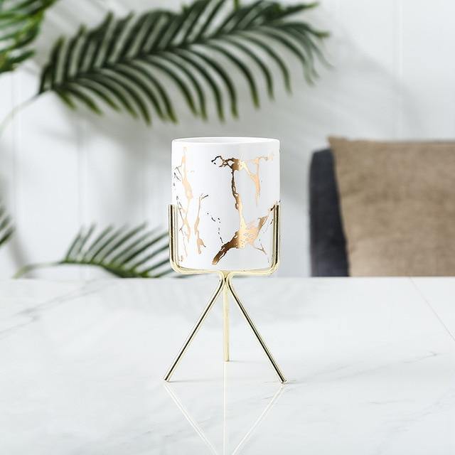 Geometric Marble Ceramic Planter Pot