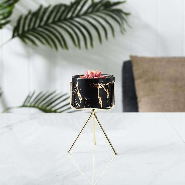 Geometric Marble Ceramic Planter Pot