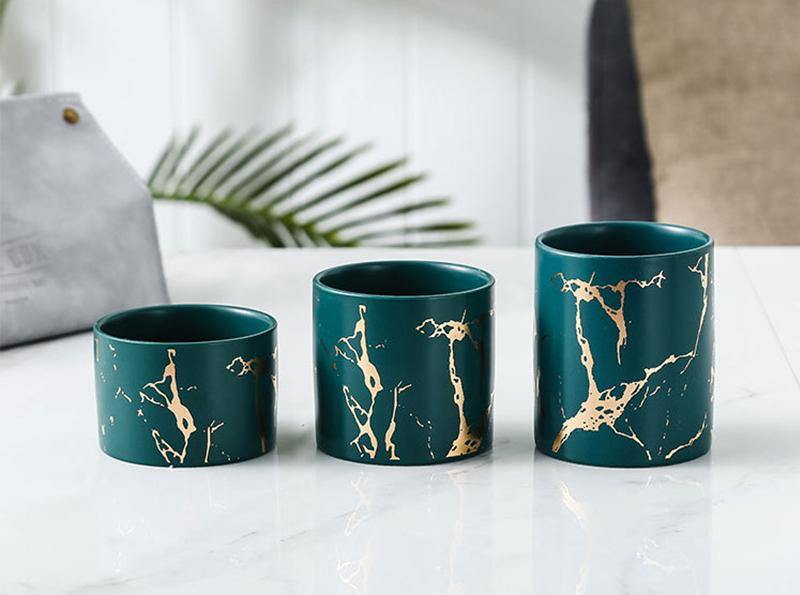 Geometric Marble Ceramic Planter Pot