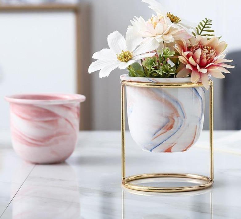 Marble Finish Ceramic Planter Pot