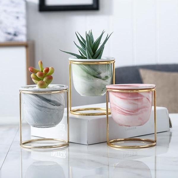 Marble Finish Ceramic Planter Pot