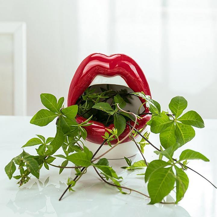 Lip Shape Ceramic Planter Pot