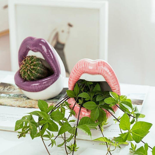 Lip Shape Ceramic Planter Pot