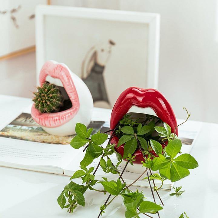 Lip Shape Ceramic Planter Pot