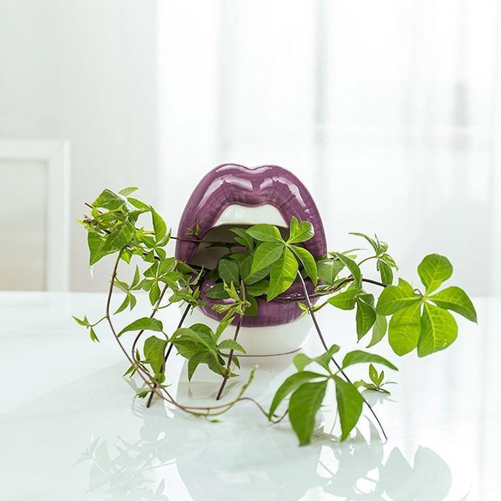 Lip Shape Ceramic Planter Pot