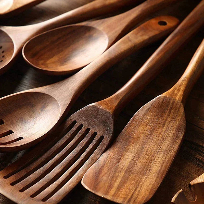 Teak Kitchen Utensils | Natural Wood Cooking Tools
