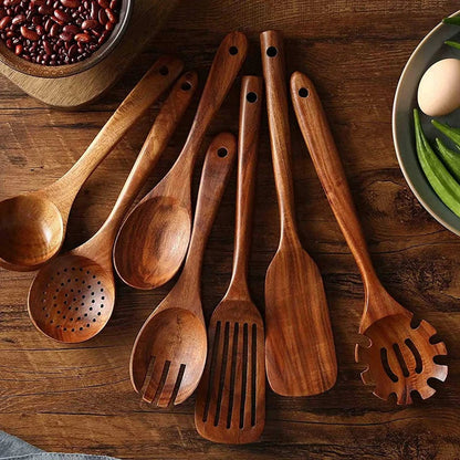 Teak Kitchen Utensils | Natural Wood Cooking Tools