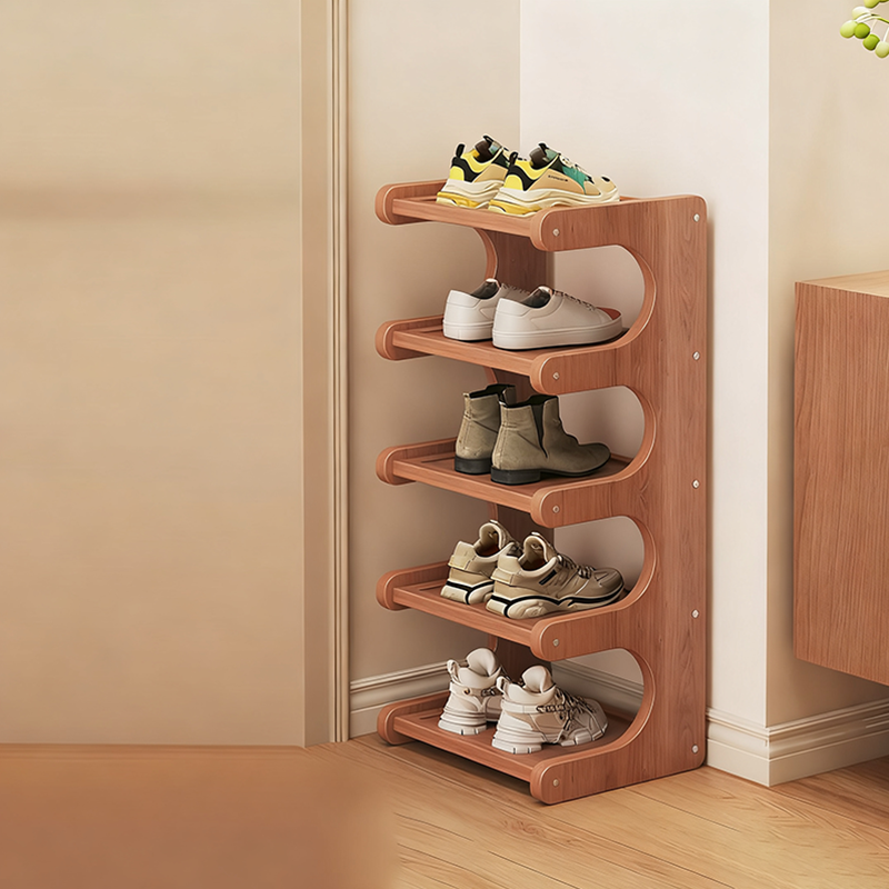 Rotating Shoe Storage Tower 2–5 Tier Bamboo MDF