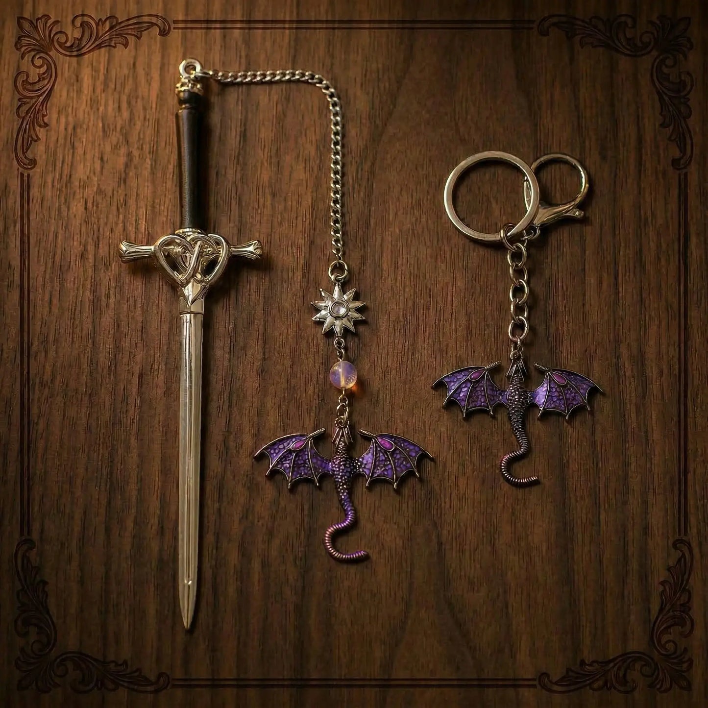 Dragon Sword Bookmark + Keychain Bundle
