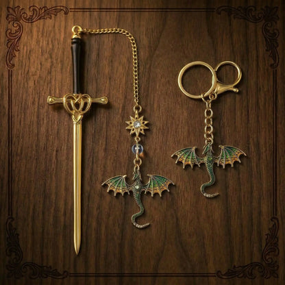 Dragon Sword Bookmark + Keychain Bundle