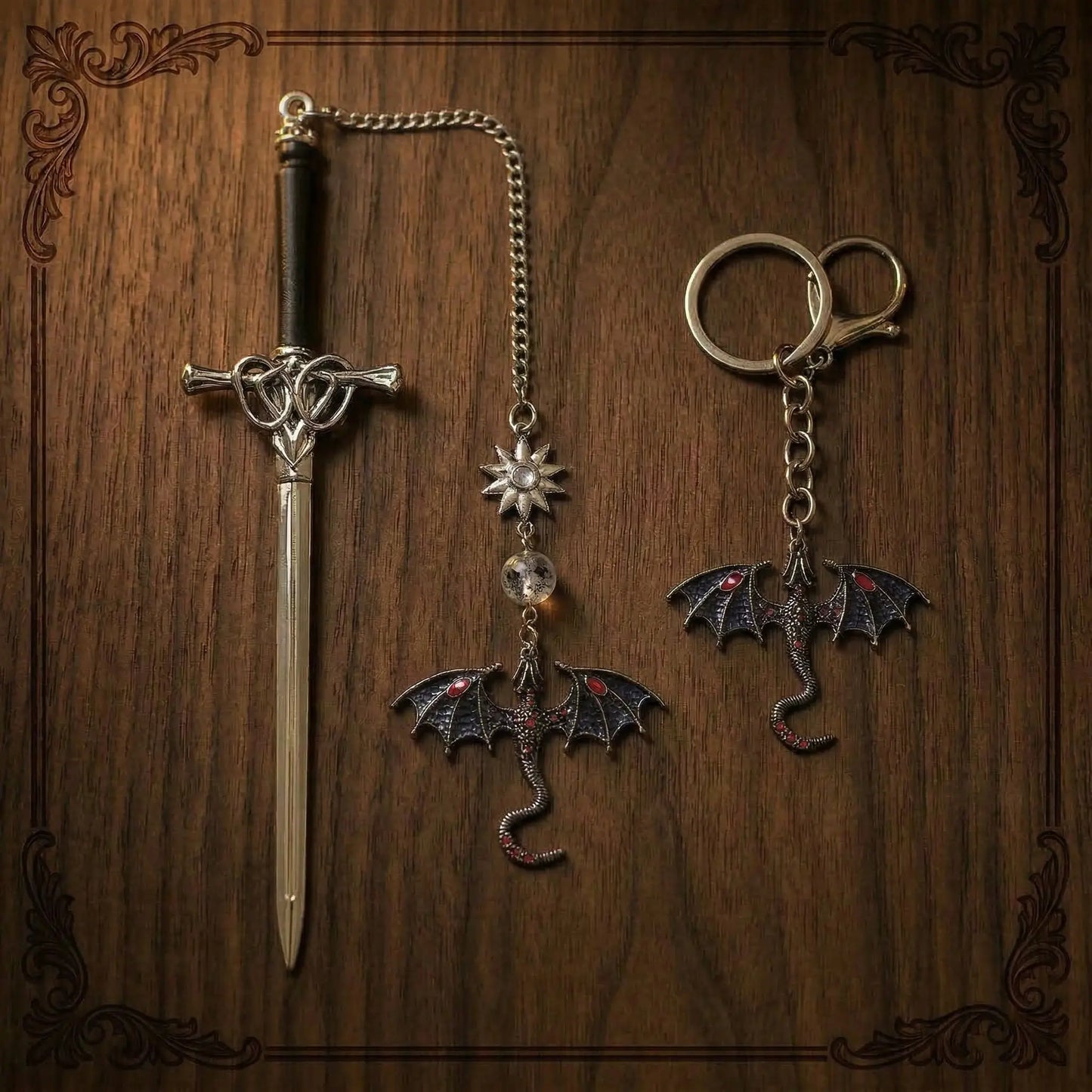 Dragon Sword Bookmark + Keychain Bundle